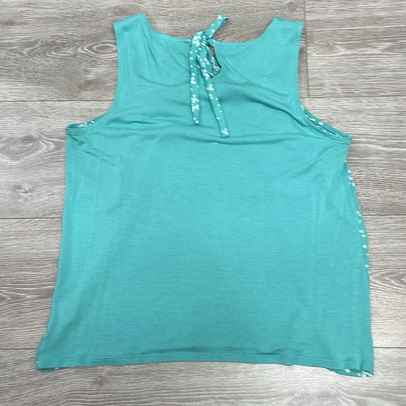 Elle Sleeveless Floral Blouse Back Keyhole Opening with Tie M - Picture 14 of 15